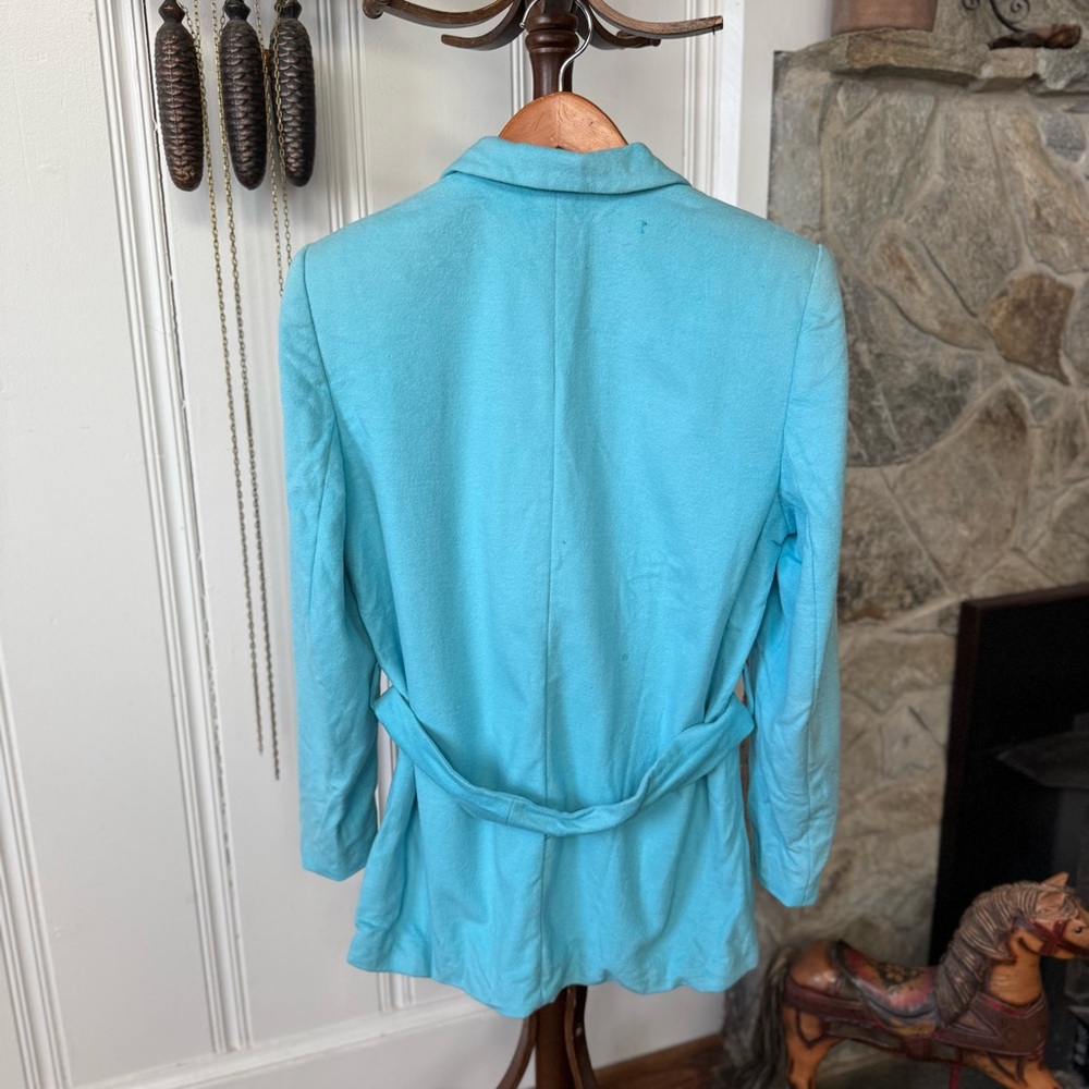 Escada Cashmere Wool Sky Blue Belted Trench Blazer - Picture 8 of 8